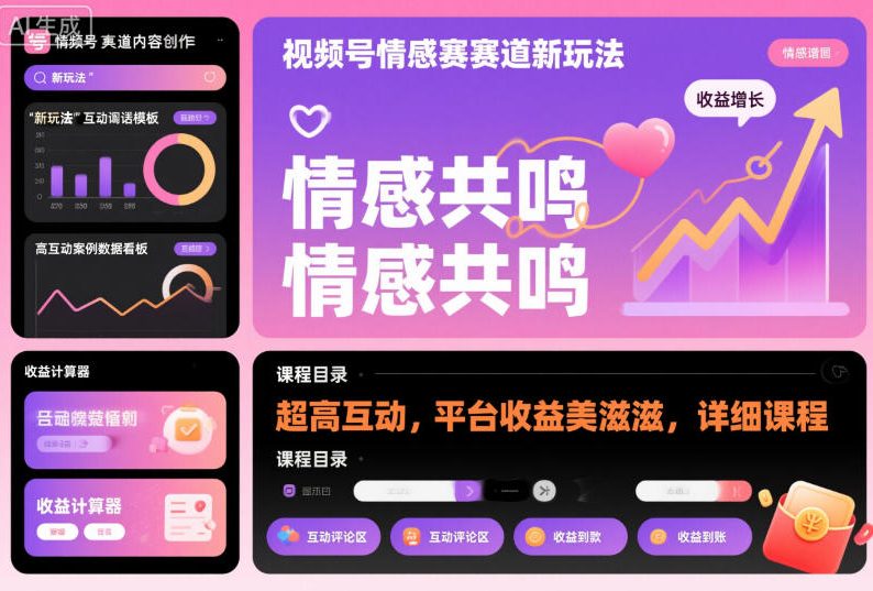 视频号情感赛道新玩法,超高互动,平台收益美滋滋,详细课程-第一资源库