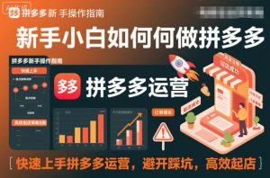 新手小白如何做拼多多,快速上手拼多多运营,避开踩坑,高效起店-第一资源库