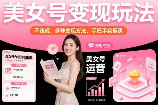 美女号变现玩法，不违规，多种变现方法，手把手实操课-第一资源库