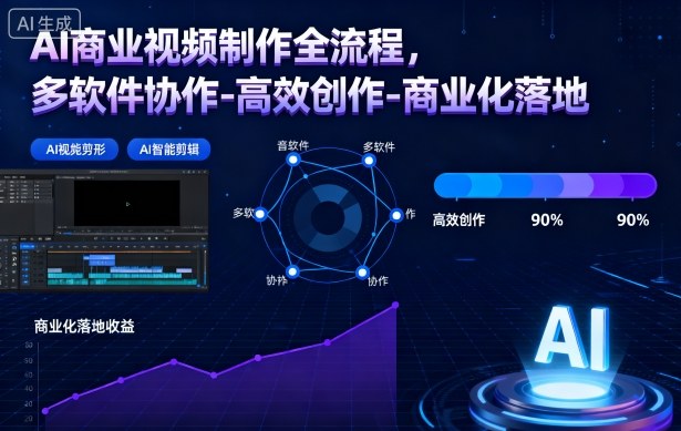 AI商业视频制作全流程，多软件协作-高效创作-商业化落地-第一资源库