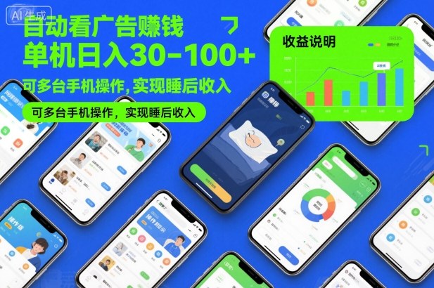 自动看广告賺钱，单机日入30-100+，可多台手机操作，实现睡后收入【揭秘】-第一资源库