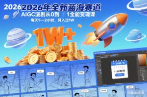 2026年全新蓝海赛道AIGC漫剧从0到1全能变现课，每天1—2小时，月入过1W-第一资源库