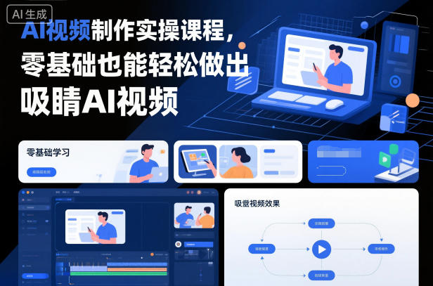 AI视频制作实操课程,零基础也能轻松做出吸睛AI视频-第一资源库