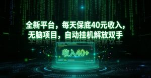 全新平台,每天保底40米收入,无脑项目,自动挂G解放双手【揭秘】-第一资源库