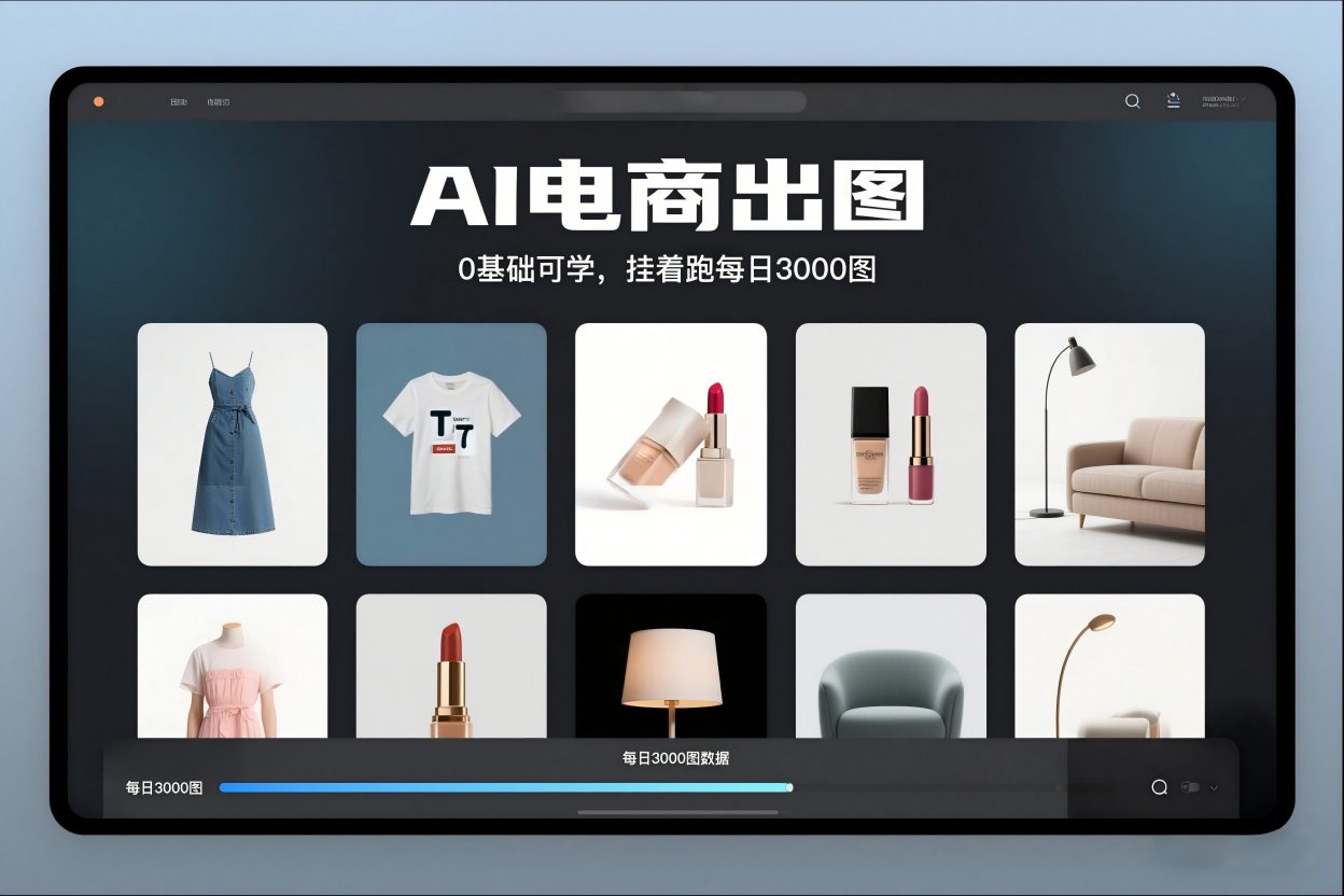 AI电商出图,0基础可学,挂着跑每日3000图-第一资源库