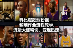 科比爆款涨粉视频制作全流程教学，流量大涨粉快，变现迅速-第一资源库