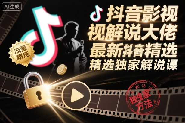 抖音影视解说大佬最新抖音进精选和独家方法，精选独家解说课（更新12月）-第一资源库