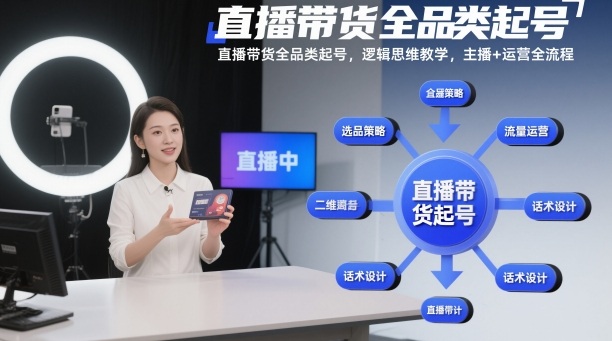 直播带货全品类起号，逻辑思维教学，主播+运营全流程-第一资源库