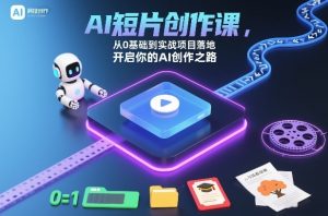 AI短片创作课，从0基础到实战项目落地，开启你的AI创作之路-第一资源库