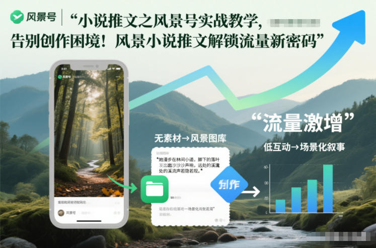 小说推文之风景号实战教学，告别创作困境！风景小说推文解锁流量新密码-第一资源库