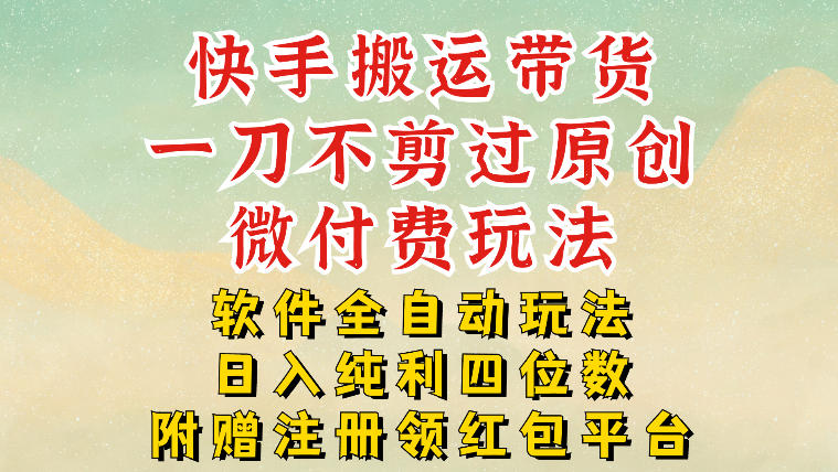 快手搬运带货，一刀不剪过原创，微付费玩法，软件全自动玩法，日入纯利四位数【揭秘】-第一资源库