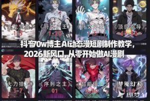 抖音70w博主AI动态漫短剧制作教学，2026新风口，从零开始做AI漫剧，普通人也能月入过W-第一资源库
