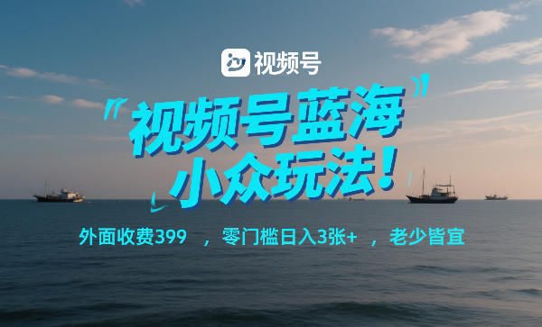 视频号蓝海小众玩法！外面收费399，零门槛日入3张+，老少皆宜-第一资源库