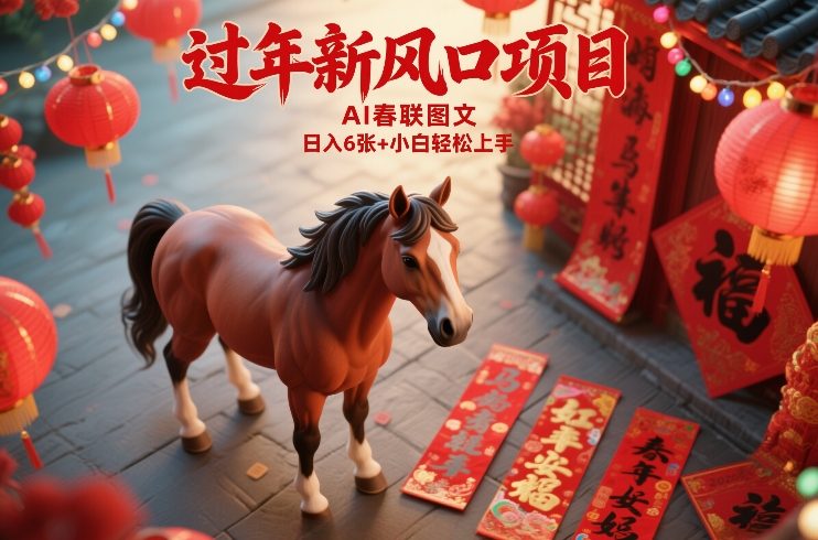 过年新风口项目，用ai春联图文，日入6张+小白轻松上手【揭秘】-第一资源库