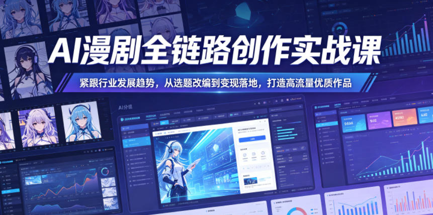 AI漫剧全链路创作实战课，紧跟行业发展趋势，从选题改编到变现落地，打造高流量优质作品-第一资源库