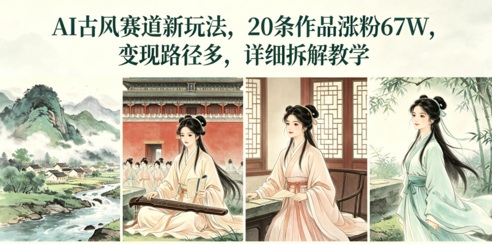 AI古风赛道新玩法，20条作品涨粉67W，变现路径多，详细拆解教学-第一资源库