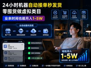 24小时机器自动接单秒发货,零囤货做虚拟类目,业余时间也能月入1-5W【揭秘】-第一资源库