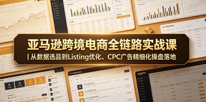 亚马逊跨境电商全链路实战课｜从数据选品到Listing优化、CPC广告精细化操盘落地-第一资源库