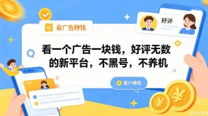 看一个广告一块钱，好评无数的新平台，不黑号，不养机，一撸几十块钱还是不错的【揭秘】-第一资源库