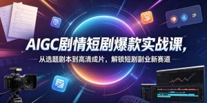 AIGC剧情短剧爆款实战课,从选题剧本到高清成片,解锁短剧副业新赛道-第一资源库