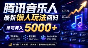 2026腾讯音乐人懒人项目,全自动无脑挂G,单号月入5000+,可批量放大矩阵,适合工作室落地【揭秘】-第一资源库