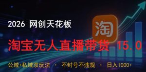 2026网创天花板，淘宝无人直播带货15.0，公域+私域双玩法，日入1k+，不违规不封号【揭秘】-第一资源库